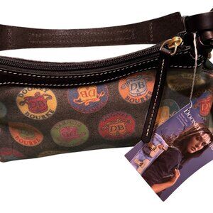 NWT Dooney & Bourke Mini East/West Slouch Handbag Black Multi-Logo Pattern Leath